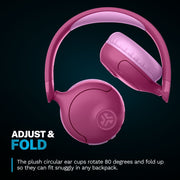 JLab JBuddies Pop Kids Wireless Headphones, Volume Safe, Wireless Share Mode, Pink, 48+ Hour Playtime, HBKJPOPRPNK122