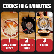 Piezano XL Electric Countertop Pizza Oven, 14-Inch Ceramic Stone Bake, Heats Up to 800F, Dual Heat Control, Removable Stone, Black, 2880