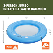 Ozark Trail Water Hammock Lake Float, Blue, Fits 3 People, Connectable Buckles, Mesh Bottom, 1143901USX26