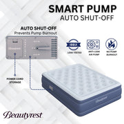Beautyrest Supreme Air Full Size Inflatable Bed with Built-In SureLock Auto Shut-Off Pump, Puncture-Resistant Vinyl, Raised 17in Air Mattress Supports 650 lb, Blue, MM10917DB
