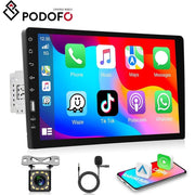 Podofo 9 in Single Din Car Stereo with Wired CarPlay, Android Auto, Mirror Link, Bluetooth, FM Radio, Backup Camera A3733A3