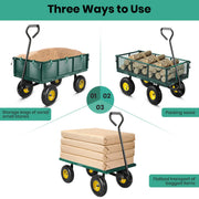 GVDV Heavy Duty Steel Garden Cart with Liner 660lbs Capacity 3 Cu ft 10 All-Terrain Wheels, Black/Green - High Quality
