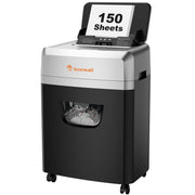 Bonsaii Paper Shredder, 150-Sheet Auto Feed, P-4 Micro-Cut, 60-Minute Continuous Operation, 6-Gallon Bin, Silver, C290-A