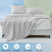 SORMAG Cooling Comforter King Size, Double-Sided Cooling Blanket, Lightweight Silk Smooth Fabric, Grey, 104x90 in
