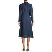 Time and Tru Women's Long Sleeve Faux Wrap Dress, Blue, Small 4-6