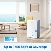 DuraComfort Dehumidifier for Basement Home with Pump 4500 SQ Ft 50 Pints (Previous 70 Pints) Dehumidifier with Energy Star Certified & Smart Wi-Fi