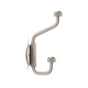 Signature Hardware Brixlee Knurled Brass Double Robe Hook, Brushed Nickel and Polished Nickel, Bathroom Hardware, 954000