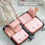 Livhil 8-Piece Packing Cubes Set for Travel Luggage, Durable Waterproof Material, Mesh Design, Non-Slip Buckle, Heavy-Duty Two-Way Zippers, Pink Straw and Khaki Plaid