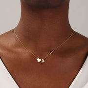 Turandoss 14K Gold Plated Dainty Heart Initial Necklace for Women, Personalized A-Z Pendant, 16in Chain with Lobster Clasp