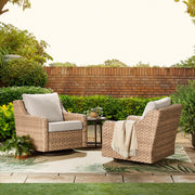 Better Homes & Gardens River Oaks Outdoor Swivel Gliders Set of 2, Natural Brown, Weather-Resistant Cushions, Steel Frame, Includes Patio Covers