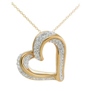 Brilliance Fine Jewelry C900538CRW-P.WC Crystal 18kt Gold over Sterling Silver Slide Heart Pendant, 18 Inch