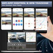 Auoshi ZD59 3 Channel 4K/2.5K & 1080P Dual Dash Cam W/Wi-Fi GPS & 64GB SD Card