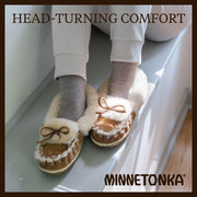 Minnetonka Women's Ultimate Sheepskin Slipper, Tan, Durable Indoor Outdoor Sole, Plush Sheepskin Lining, 1374122
