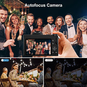 Actitop 48MP Autofocus 5K Digital Camera WiFi Vlogging Camera, Black with UV Filter and 2 Batteries