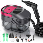 AOVOX Handheld Steam Cleaner, 2500W, 15s Heat-Up, 3-Level Adjustable Handle, 1.6L Tank, 16 Accessories, Portable for Home and Car