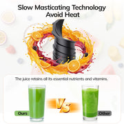Laudlife 20251113XMZJ Cold Press Masticating Juicer, 5.4 in Large Feed Chute, 150W Motor, Ultra Quiet, BPA Free, Easy Clean, Gray