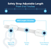 Baby Proof Me Adjustable Safety Strap Locks, 6-Pack, White, Child Safety Locks with Strong 3M Adhesive for Cabinets, Dishwashers, Fridges, Ovens, Trash Cans, Toilet BPM-SS240