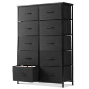 EDX Nightstand Tower 10 Drawer Dresser Fabric Black