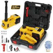 Naipo Electric Car Jack Kit, 5 Ton Hydraulic Jack with Impact Wrench, Built-in Tire Inflator Pump, LED Work Lights, Portable Storage Case, Yellow, TY-EHJ03