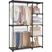 Boutique Home Freestanding Open Wardrobe Clothing Rack, Adjustable Height, Black, 44.1 in W x 16.9 in D x 65 in H, B07MTZJW2G