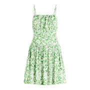 Free Assembly Womens Floral Print Painted Midi Dress, Sleeveless Skater Silhouette, Central Park Green, Sizes XS-XXL