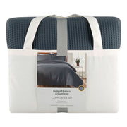 Better Homes & Gardens 3-Piece Grey Waffle Comforter Set, Full/Queen, Soft Washed Cotton-Polyester Blend, Reversible Design