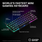 SteelSeries 64820 Apex Pro Mini 60% V2 Wired Mechanical OmniPoint HyperMagnetic Gaming Keyboard w/Rapid Tap, Black