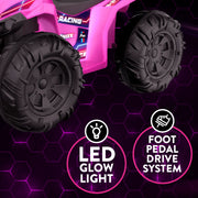 Flybar KT25015AE 12V Glow ATV Ride-On Toy with LED Lights, Pink, Ages 3-6, Rechargeable Battery