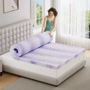 ONENICE 3-Inch Gel-Infused Memory Foam Mattress Topper, Breathable Swirl Foam, Twin Size, Purple