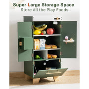 Robud Wooden Pretend Play Toy Fridge Play Kitchen Set for Kids, Green - 31.8