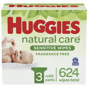 Kimberly Clark 105361300 Natural Care Sensitive Baby Unscented 3 Refill Packs 624 Wipes