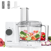 VAVSEA Food Processor Electric Food Chopper, 6 Cup Capacity, 250W Motor, 3 Speeds, White - Stainless Steel