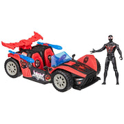 Hasbro Marvel Spider-Man VenomVersus Epic World of Action Miles Morales Remix Blast Racer, Red and Black, 4-Inch Figure and Vehicle Set
