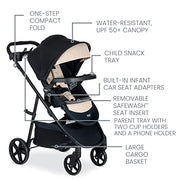 Britax Willow Brook S+ Infant Car Seat and Brook+ Toddler Stroller Travel System with Alpine Base, Sand Onyx, 89718623