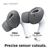 Elago Earbuds Cover Plus with Integrated Tips for AirPods Pro, 6 Pairs, Scratch-Free Silicone, Anti-Slip, Fits in Case, Dark Grey, 3 Sizes (Large, Medium, Small), EAPP-BUDSBA-DGY