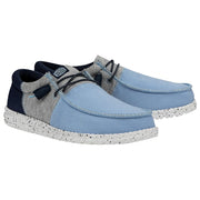 HEYDUDE Wally Tri Varsity Casual Shoes for Men - Light Blue - 10M