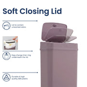 Nine Stars Automatic Bathroom Trash Can, 3.2 Gallon, Motion Sensor, Soft Close Lid, Hazy Purple, WM-DZT-12-5HP