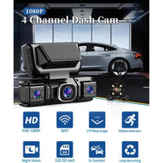 YUINWEN W6 360 View 4 Channel Car Dash Camera with Front, Rear, Left, Right FHD Cameras