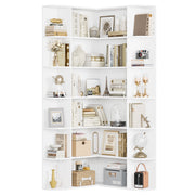 Homfa FPB-378 Tall Corner Bookshelf 73.9 L-Shaped 6 Tier Display Bookcase White