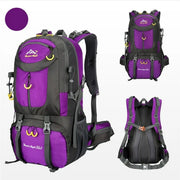 LSLJS 50L Hiking Backpack, Waterproof Camping Essentials Bag, Purple