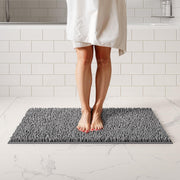 ITSOFT Chenille Bathroom Rug Runner, Ultra-Plush Microfiber, Non-Slip, Charcoal Gray, 21 x 34 in
