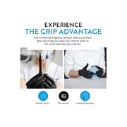 Medelim Disposable Nitrile Gloves, Latex-Free, Textured, Food-Safe, Black, Large, 1000 Count