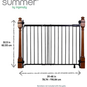Summer Infant 33443Z Metal Banister & Stair Safety Pet and Baby Gate,31'-46' Wide,32.5' Tall,Install Banister to Banister or Wall or Wall to Wall in Doorway or Stairway, Banister and Hardware Mounts, Black