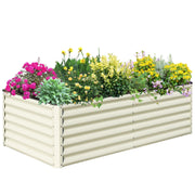 SnugNiture 8x4x2FT White Galvanized Raised Garden Bed, Large Outdoor Metal Planter Box Kit for Vegetables & Flowers
