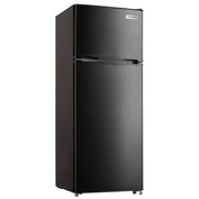 Frigidaire Top Mount Refrigerator, 7.5 Cu. Ft. Capacity, Black, Adjustable Glass Shelves, Transparent Vegetable Crisper, Adjustable Leveling Legs and Rear Castors