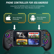 ESYWEN Mobile Gaming Controller for iPhone and Android with Hall Effect Joystick, Bluetooth Wireless, Rechargeable Battery, Adjustable RGB Lighting, MC300