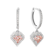 Brilliance Fine Jewelry Morganite Cubic Zirconia Heart Sterling Silver Earrings