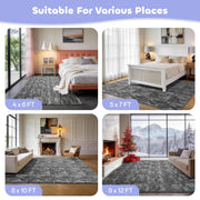 Cozydesg Shag Fluffy Area Rug, Soft Polyester Plush Carpet, Non-Slip Rubber Backing, Modern Gray, 6ft x 9ft
