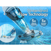 Kokido XTROVAC 510 Rechargeable Handheld Pool Vacuum, Cordless, Optimized Suction 15 GPM, 90 Min Runtime, Blue & Grey, For In-Ground and Above Ground Pools, EV57