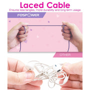 FosPower Kid Headset with LED Light Up Cat Ears, On Ear, Kid-Safe 85dB Volume, Padded Cushions, Laced Tangle-Free Cable, White